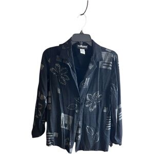 Sag Harbor Petite black gray jacket with shell attached rayon/acetate Size 12